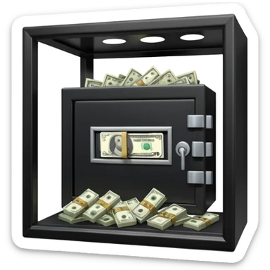 caja fuerte abierta con dinero sticker