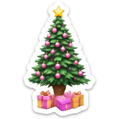 Aesthetic Christmas tree with pink ornaments sticker