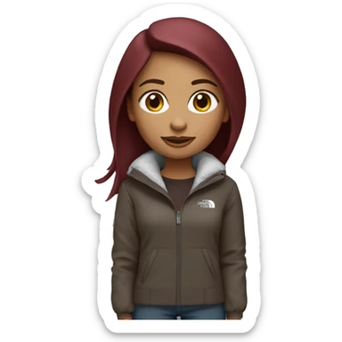 beautiful burgundy straight haired Girl wearing northface full body sticker