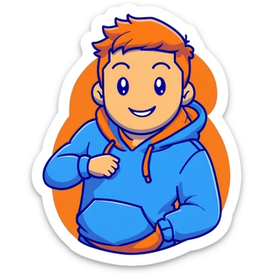 portrait of Mr. Beast, smiling, blue hoodie, energetic vibe sticker