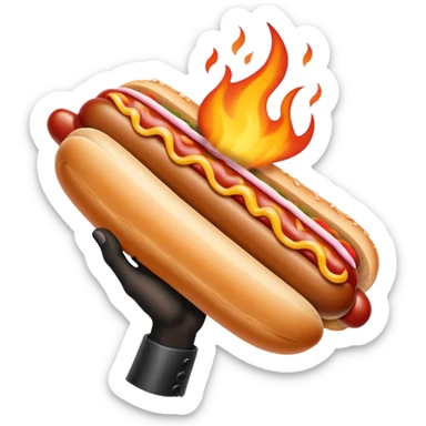 Hand Holding a Flaming Hotdog sticker