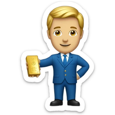Posh-man-with-blue-suit-offering-goldbar sticker