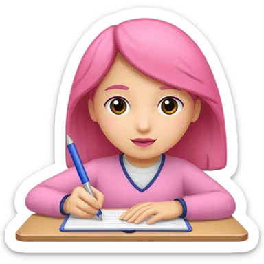 lapiz rosa escribiendo pensando sticker