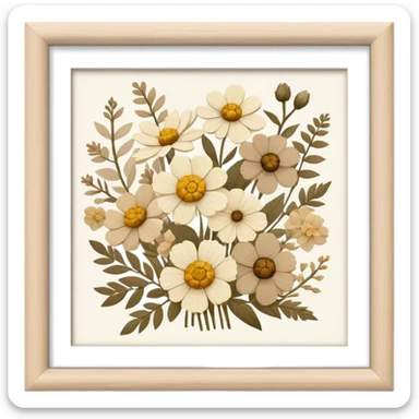 framed neutral pressed florals sticker