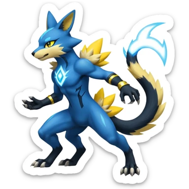 Zeraora-Lucario-Luxray-Fakémon-hybrid-creature (full body)  sticker
