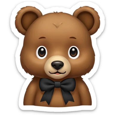Bear with 2 black bows on the ears emojie sticker