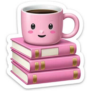 Pink Books and Cute Coffee  sticker