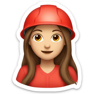 girl with a long brown hair wearing red colored safety helmet sticker