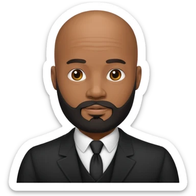 A handsome black gigolo with a full beard and bald head sticker