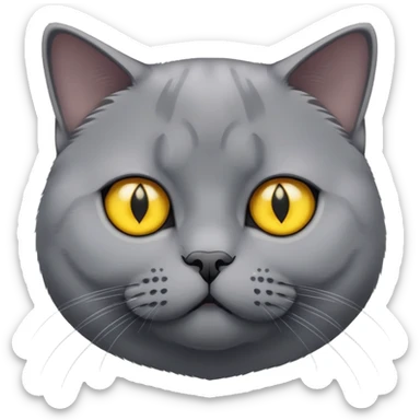 It’s a British Shorthair cat with grey fur and yellow eyes. sticker