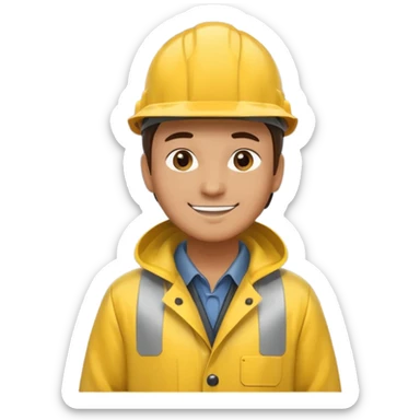 create a realistic emoji of a weather situations with a logistic worker in it sticker