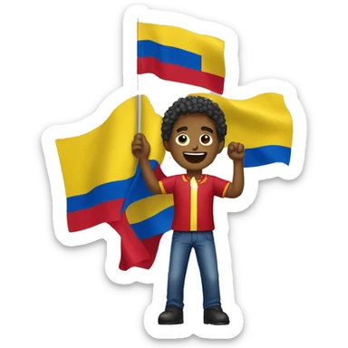 Persona celebrando con la bandera de colombia sticker