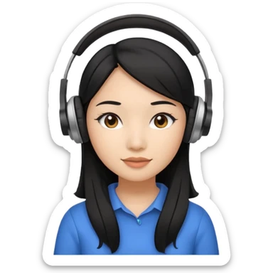 Female Filipino Virtual Assistant with Black Hair with headphone on sticker