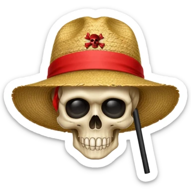 One piece black colour flag with skull with straw hat red ribbon sticker