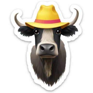 hipster yak in bucket hat sticker