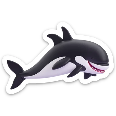Make the orca's Nike sneakers clearly black and white, keep the rest unchanged, 3D emoji style, with no background. sticker