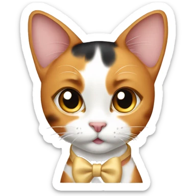 calico cat with no white on her fur and a bow on her head sticker