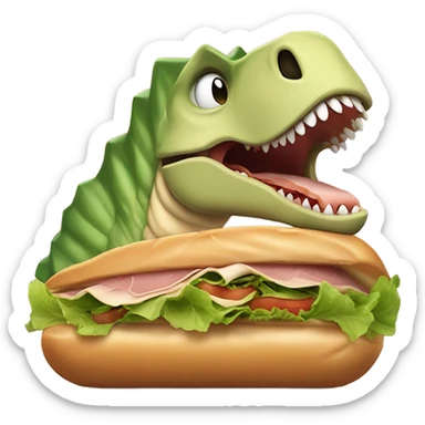 dinosaur eating a sub sticker
