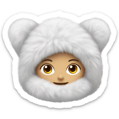 Girl in white big fluffy fur ear covers sticker