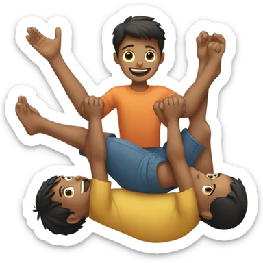 2 boys lifted a boy with their hands and legs sticker