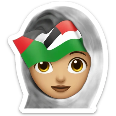 Arab women holding Palestinian flag sticker