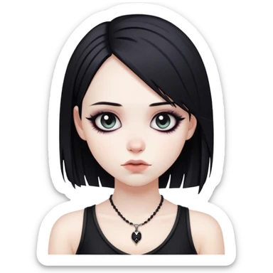Cute goth/emo girl with low cut black top sticker