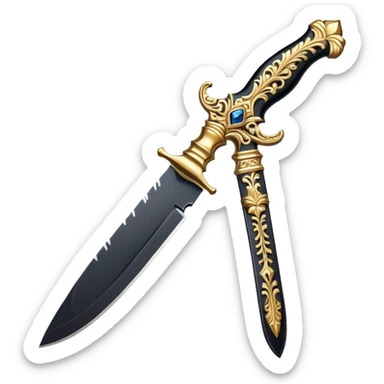 An ornate gilded knife with the blade made of obsidin sticker