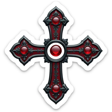 black gothic cross dark red sticker