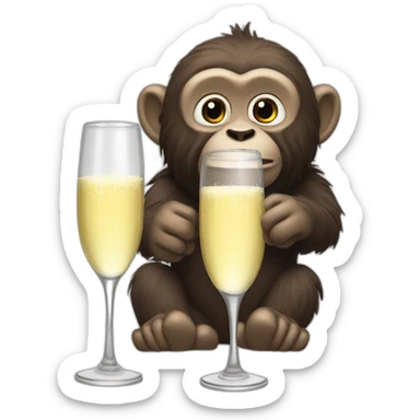 Singes qui trinque avec des coupes de champagne sticker