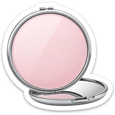 Powder pink pocket mirror, cute, half open sticker