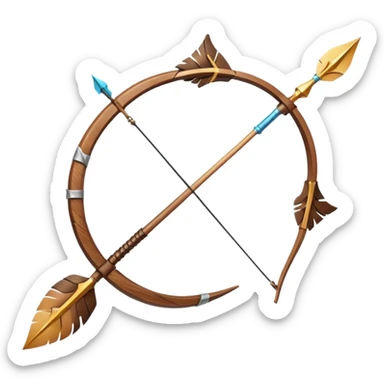 bow and arrow which has wind surrounded 
 sticker