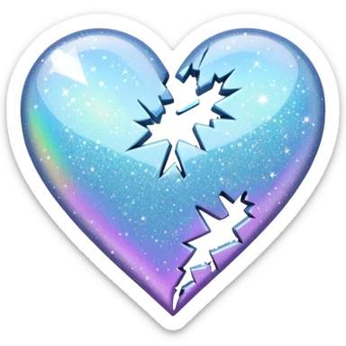 coração partido glitter branco sticker