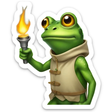 Frog holding a torch sticker