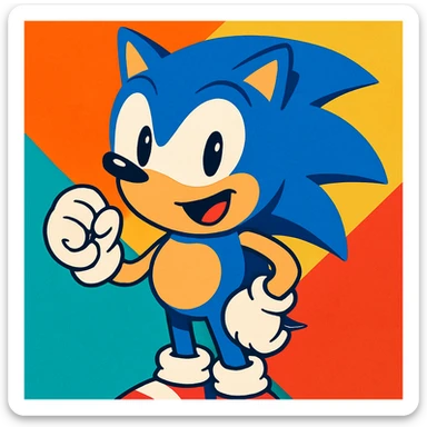 Sonic the Hedgehog with a happy expression, vibrant toon style sticker