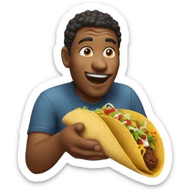  man licking a taco with sauce while happy  sticker