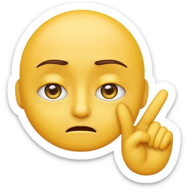 cynical yellow emoji stretching down one eyelid with finger, skeptical expression sticker
