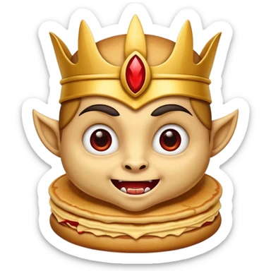 Pancake with cute face wearing a pharaoh headdress and vampire accessories  sticker