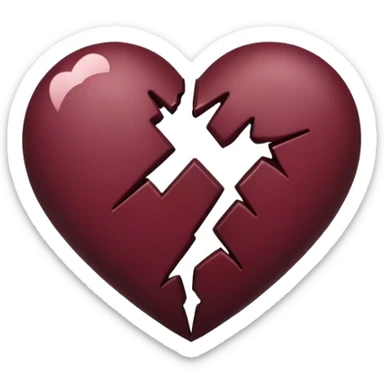 dark Burgundy broken heart sticker