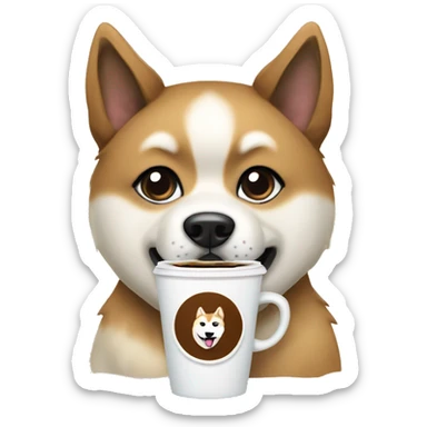 akita inu with coffee sticker