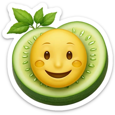 resting yellow smiley face with cucumbers over its eyes sticker