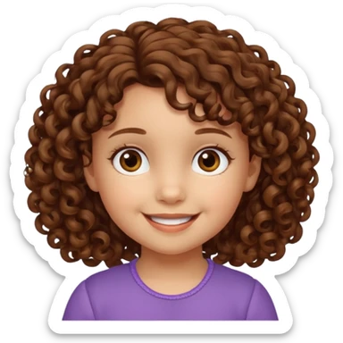 3yr old girl curly brown hair brown eyes sticker