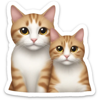 Pretty white female cat and a brown male cat cuddling sticker