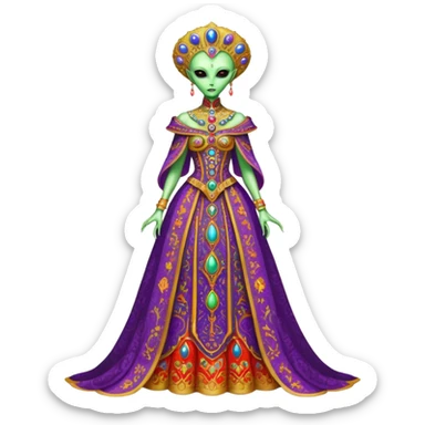 a alien woman full body in Romanov dress sticker
