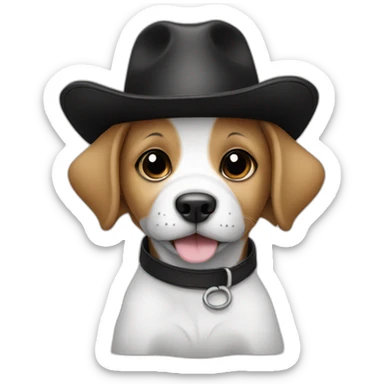 Baby dog with a black hat sticker