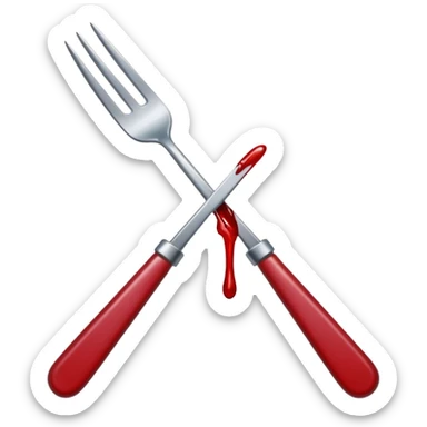fork with blood smeared on the tines sticker
