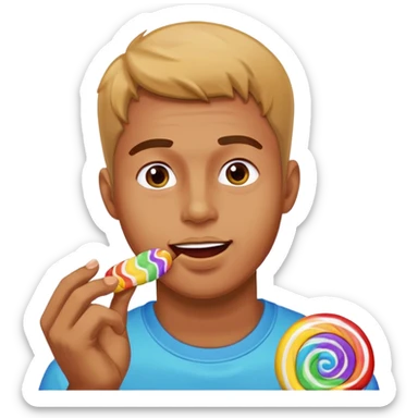 Un hombre comiendo un arcoiris sticker