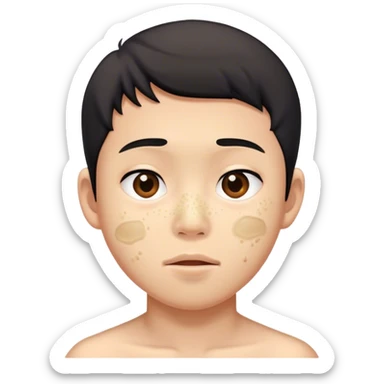 Asian boy with a acne sticker