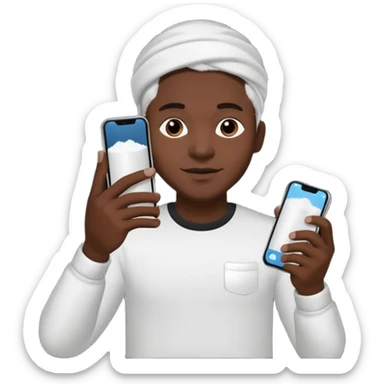 black man holding a phone with three lines of coke on it horizontally  sticker