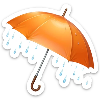 peach orange umbrella under rain sticker