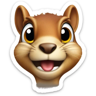crazy eyed squirrel holding an acorn  sticker